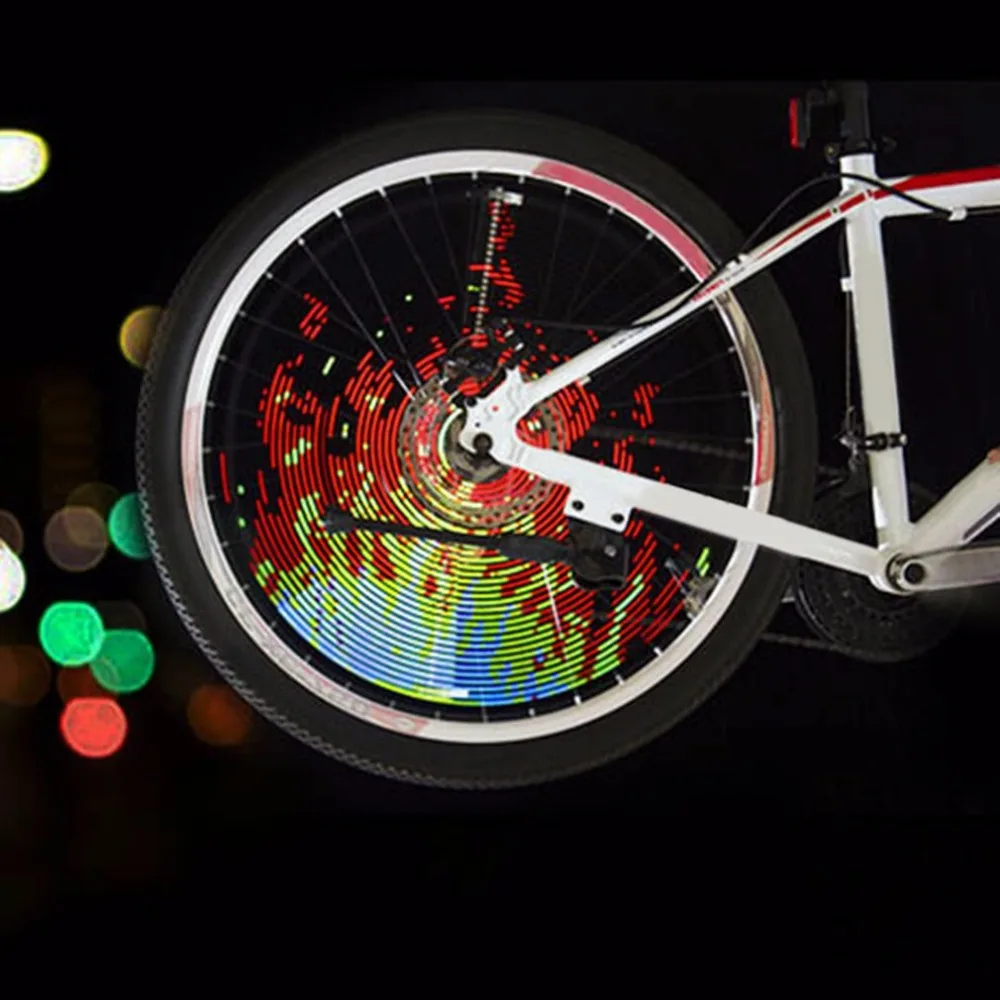 128 светодиодный фонарь для велосипеда со спицами на колесах велосипеда, цветной программируемый светильник для шин двигателя, лампа для ночной езды