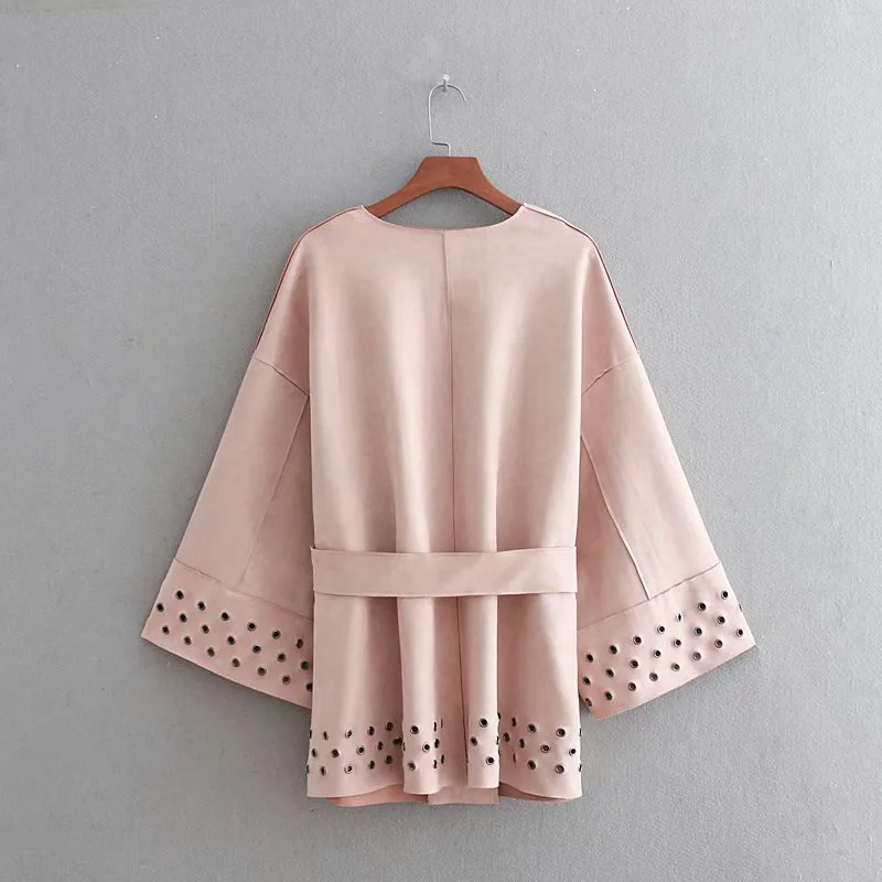 Ceintures Point Kimono Lâche cou Qualité V Femelle Survêtement Mince Daim Ouvert Mode Manteaux Geckoistail De Veste Pink Femmes Haute Vestes En xq8O1w