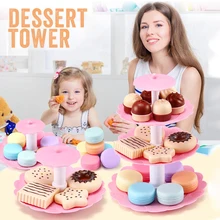 Детская кухня послеобеденный чай игрушка набор для девочек десертная башня миниатюрная поддельная еда столовая детская игрушка кухня играть мини торт печенье