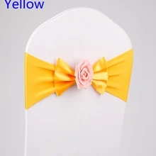 Желтый цвет стул створки с бабочкой галстук канделябр декоративный стул крышка повязка из спандекса лайкра створки вечерние свадебные украшения