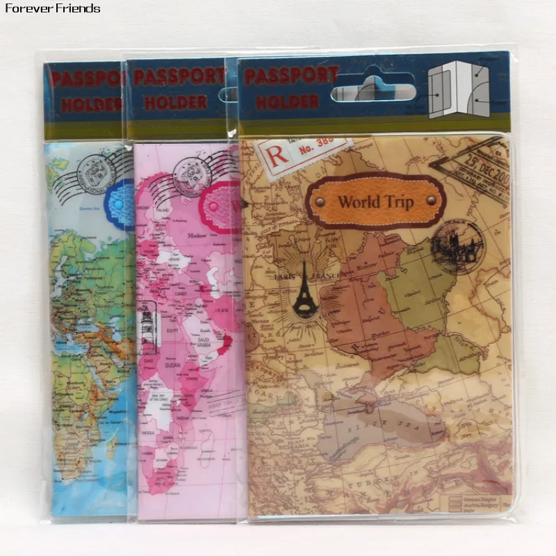 

2D Design New cool cartoon passport holders for boy, men travel passport cover, pvc leather-The world map
