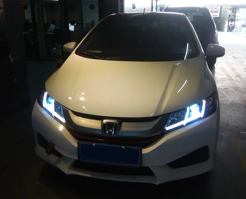 D_YL стайлинга автомобилей для Honda City фары- город светодиодный фар DRL Объектив Двойной Луч H7 ксеноновые би ксенон объектива