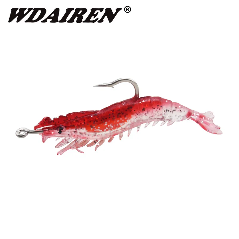 

4Pcs/lot Soft Shrimp Bait Lead Hook Fishing Lures 5.5cm 3g Jig Head Soft Lure Artificial Boat Fishing Seabass Bait Accessories