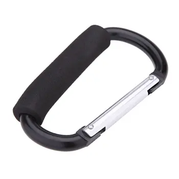 

14 cm large D shape aluminum alloy carabiner soft handle shopping hook camp hook outdoor key holder black