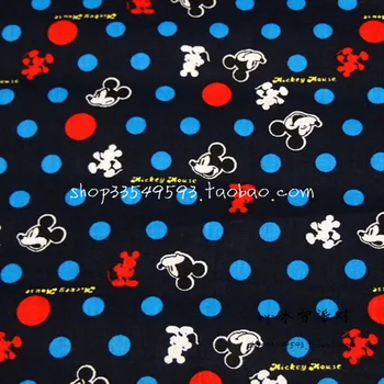 

140cm Wide Mickey Head Fine Cotton Fabric Blue Red Dot Mickey Head Printing Fabric Sewing Patchwork DIY Children Clothing