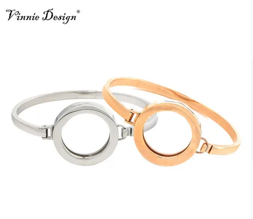 

Vinnie Design Jewelry Stainless Steel Wrap Bracelet Silver Rose Gold Bangle for 25mm Interchangeable Coin Disc 10pcs/lot