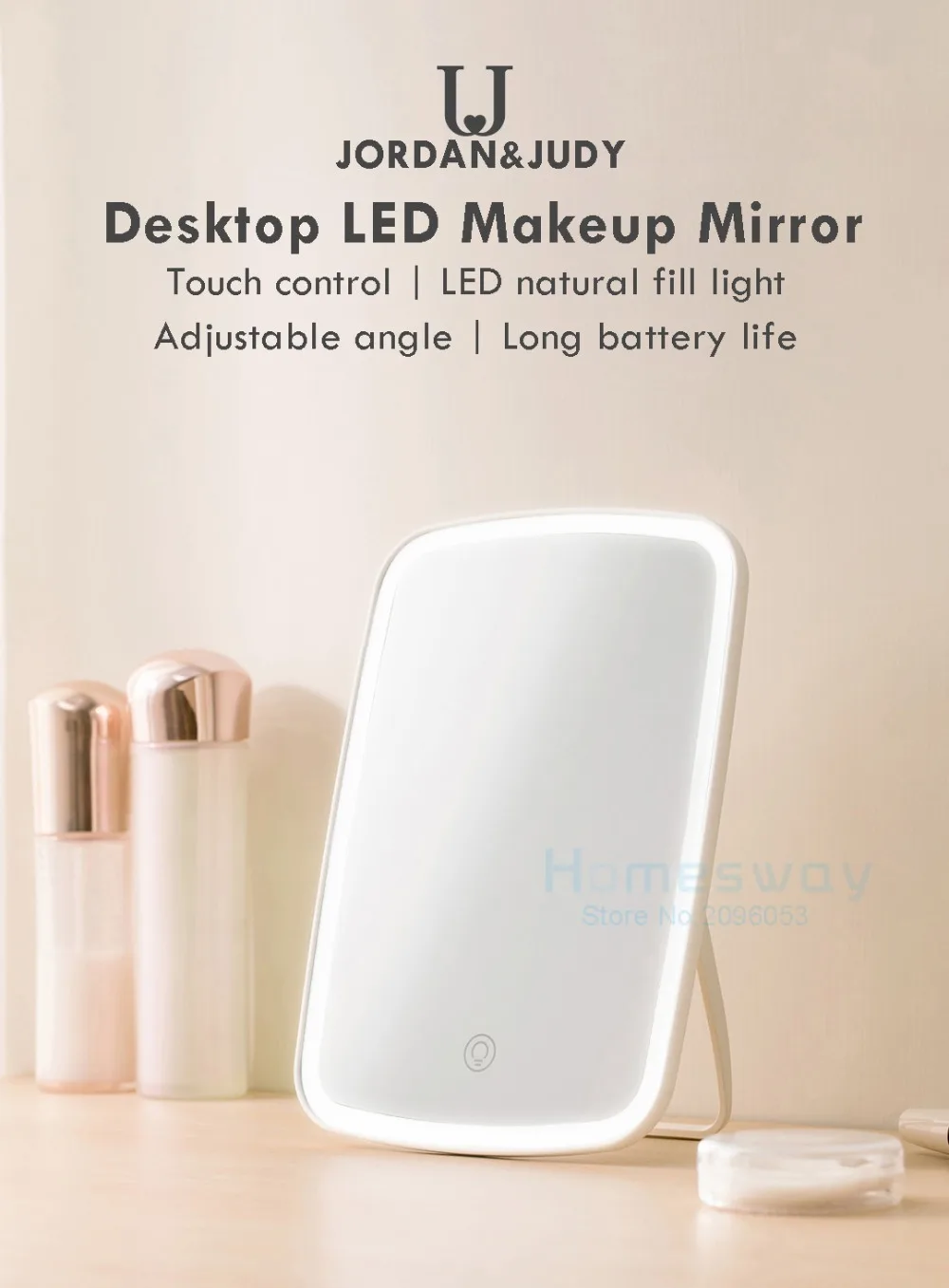 Xiaomi Настольный светодиодный зеркало для макияжа с сенсорным управлением светодиодный светильник с естественным заполнением регулируемый угол USB Перезаряжаемый от MIJIA YOUPIN