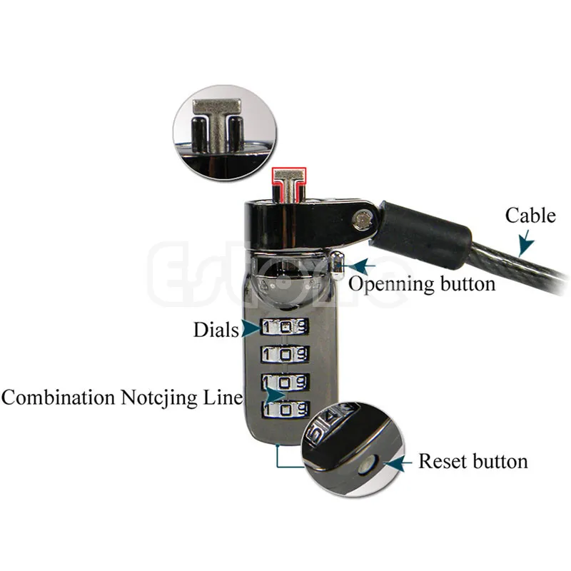 4 цифры Замок для компьютера Пароль безопасности Противоугонная цепь для ноутбука Тетрадь ПК Лидер продаж продукта