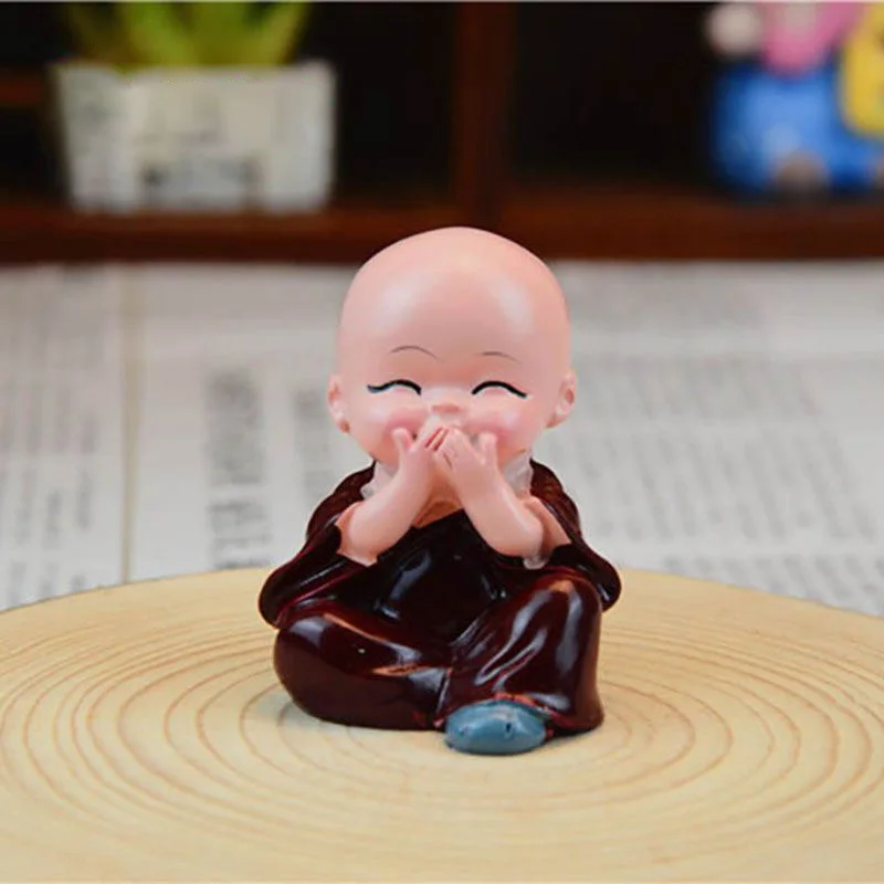 Decoración de coche resina artesanía regalo encantador pequeño monje lindo cuatro no son pequeños Monks Buda resina estatua creativa Shaolin muñecas