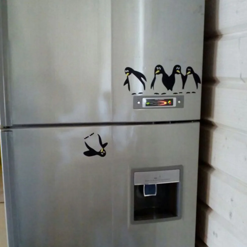 

1PC Funny Penguin Kitchen Fridge Sticker DIY Decals Dining Room Kitchen Wall Stickers Home Decorative