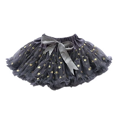 Модные пышные танцевальные юбки для маленьких девочек; милая шифоновая юбка-пачка принцессы; праздничная одежда на Рождество - Цвет: Grey pink stars