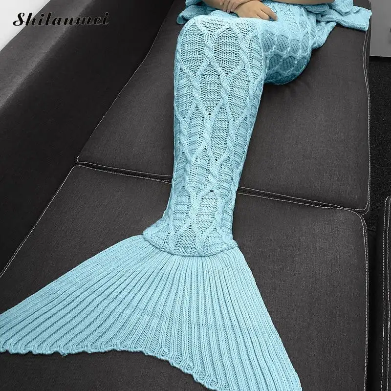 mermaid tail how crochet Tail winter thick knitted Mermaid warm Blankets patchwork