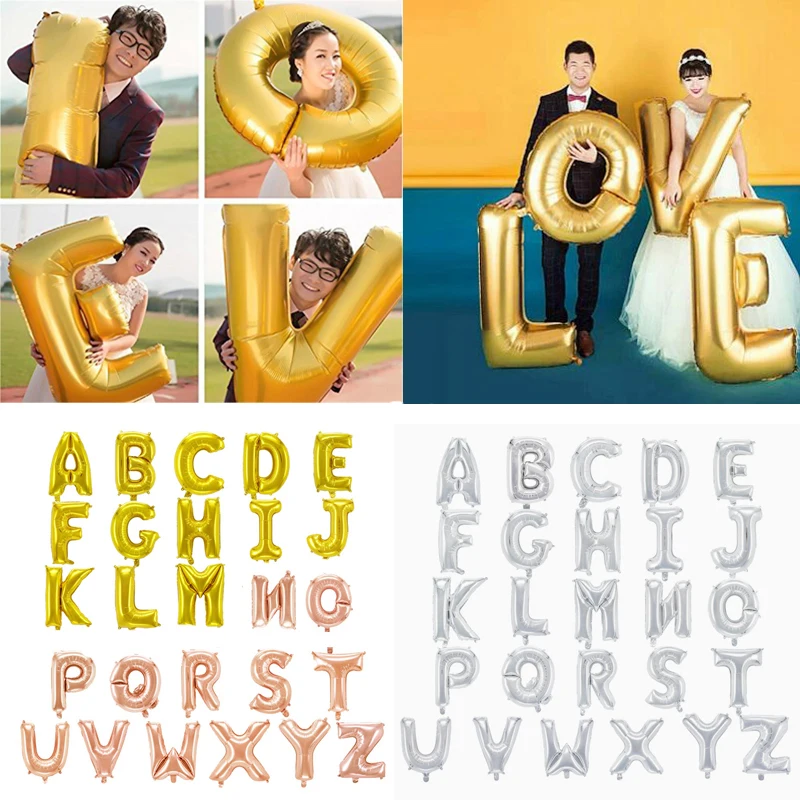 

1pc 40inch Rose Gold Letter Foil Balloons Wedding Decoration Gold and Sliver Helium Globos Birthday Party Decorations Adult