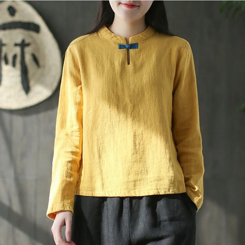 Linen shirt women traditional chinese shirt white womens linen clothing kimono women cheongsam top TA673