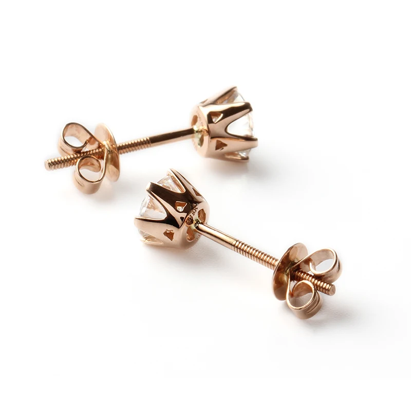 Серьги гвоздики из золота с муассанитом 5 мм 0 карат|stud earrings|gift giftsgift women |