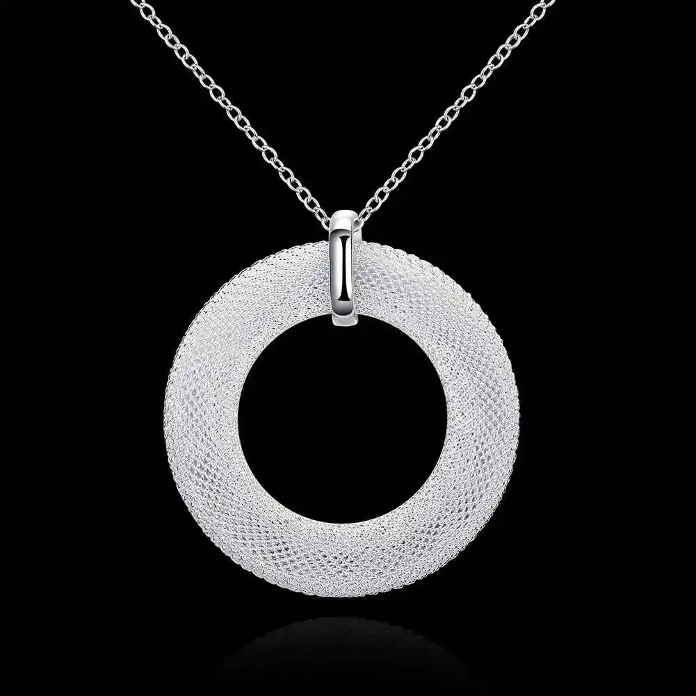 Хит продаж новинка распродажа Серебряный кулон сеть круг ожерелье 2015 joias CP054|silver
