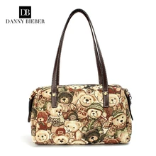 Danny Biebei Femmes sac Ours Toile Sac À Main Sac D’épaule Sac Grande Capacité portable rétro ours facteur sac