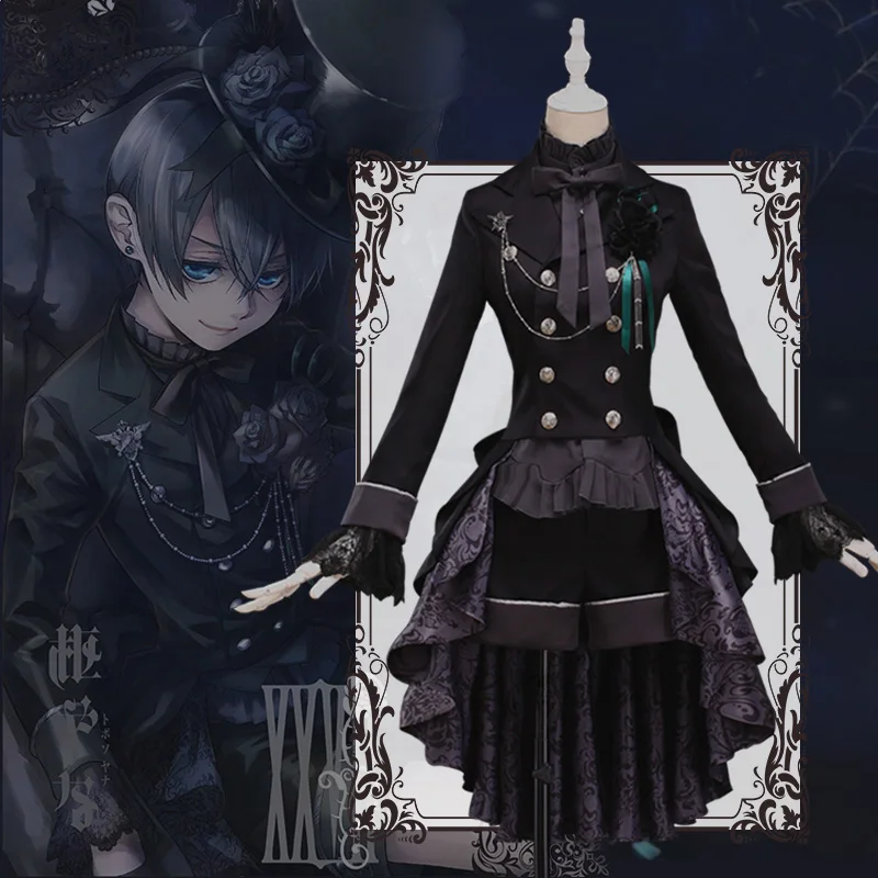 Details about   Anime Black Butler Ciel Phantomhive Cosplay Clothing Costume FullSet Gothic 