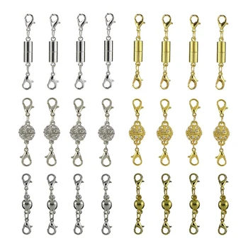 

24Pcs Rhinestone Ball Cuboid Magnetic Lobster Clasps Kit Bracelet Jewelry Making