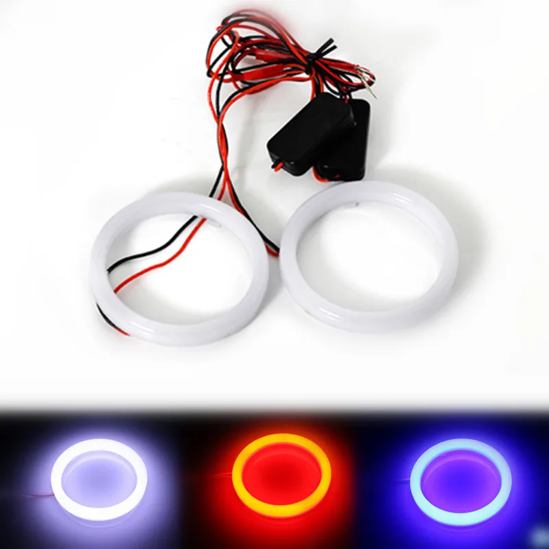 

2x 95mm Round LED Angle Eye Light Bright White Blue Red Halo Ring Light 3020 LED Chip DRL Universal on Car Motorcycle Front Lamp