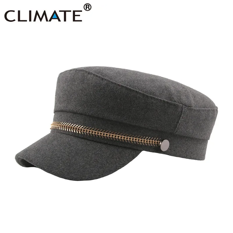 Женская модная темно-синяя кепка в стиле милитари, Сейлор, шапки военные, панк, шляпа с заклепками, крутая шерстяная теплая шапка, s, молния, шляпа в морском стиле, шапка s для женщин - Цвет: Gray