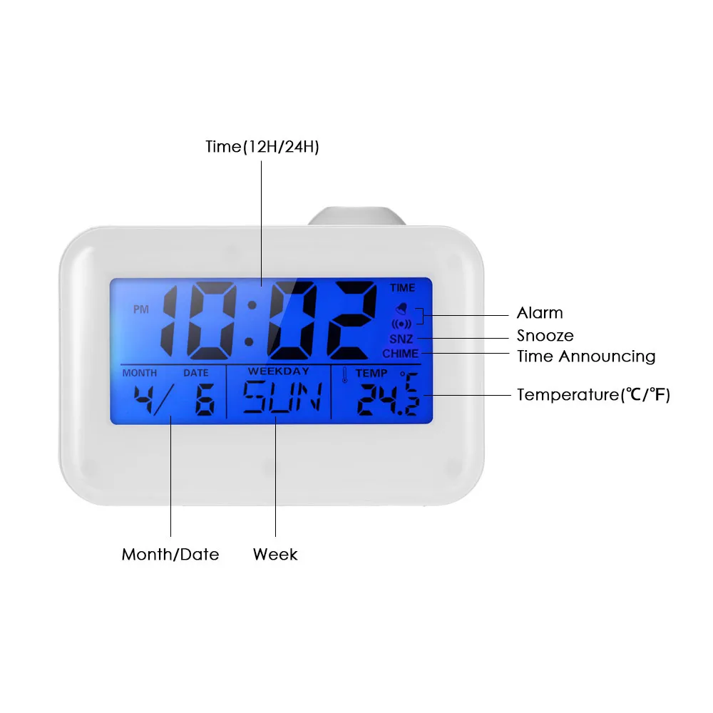 Digital Led Backlight Sound Controlled Alarm Clock Calendar Digital Led Backlight Sound Controlled Alarm Clock Calendar Thermometer Ceiling Projection Display Home Decoration In Clocks From