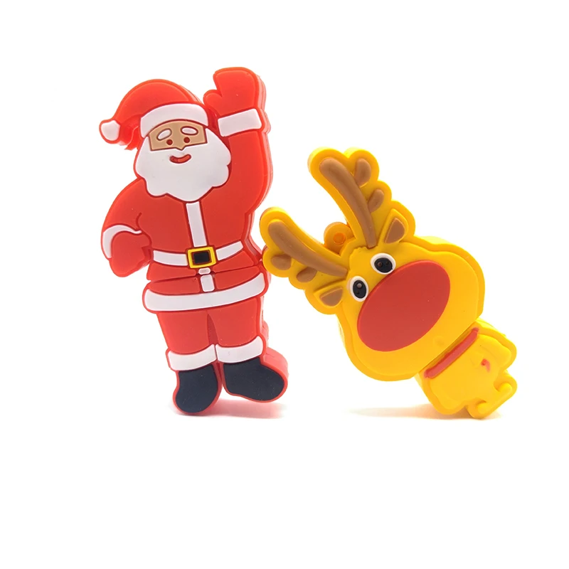 Флешка, рождественский подарок, usb флеш-накопитель, 4 ГБ, 8 ГБ, 16 ГБ, 32 ГБ, 64 ГБ, мультяшный Санта-Клаус/Снеговик/олень/дерево, флешка