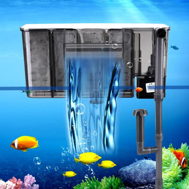 Filtre d'aquarium encastré - Hang On Aquarium Filter Fish Tank Filter External Hanging Oxygen Pump Filter Fish Tank Power Filter