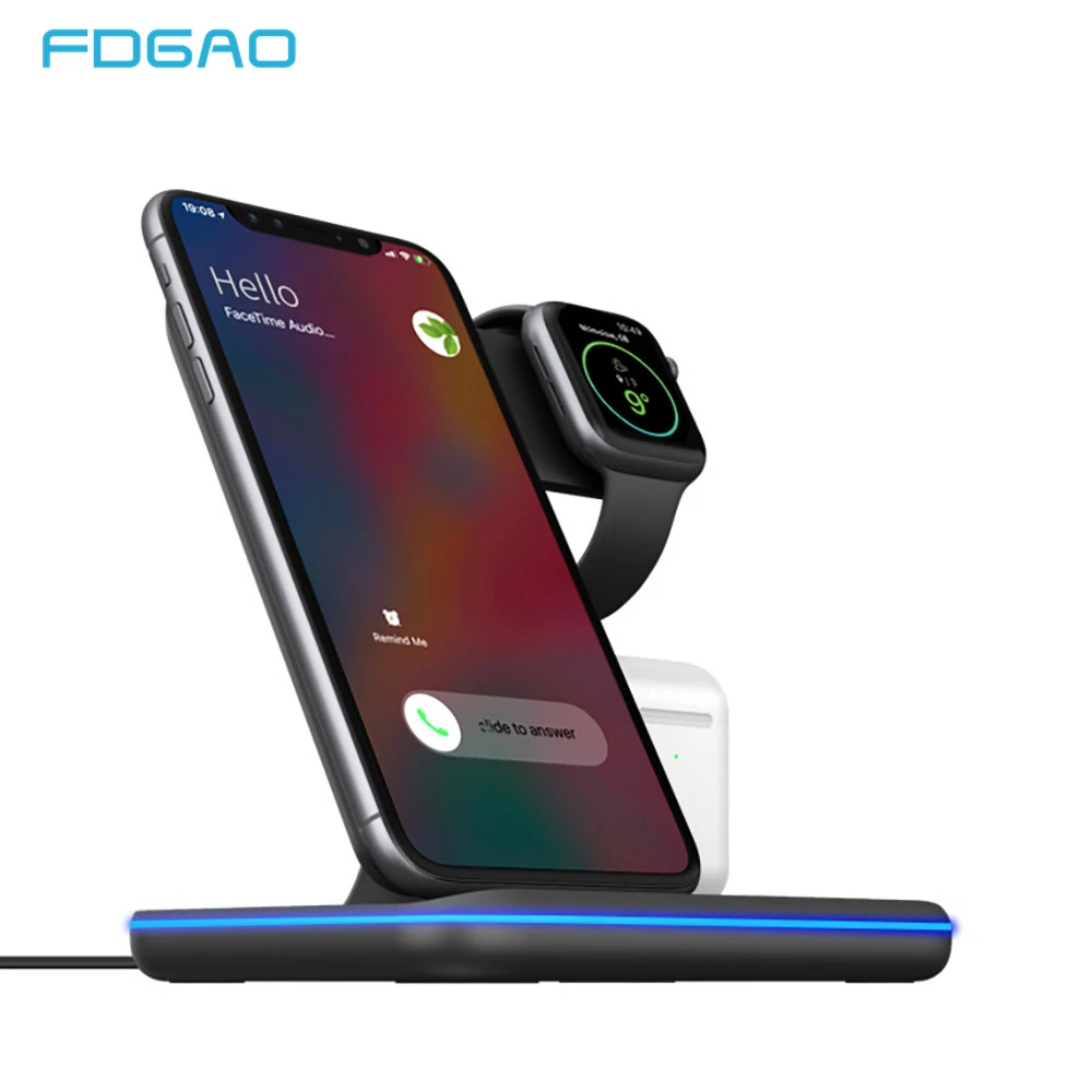 Беспроводные зарядные устройства 15 Вт 3 в 1 для iPhone 12 X XR XS 11 8 Samsung S21 S20 быстрая
