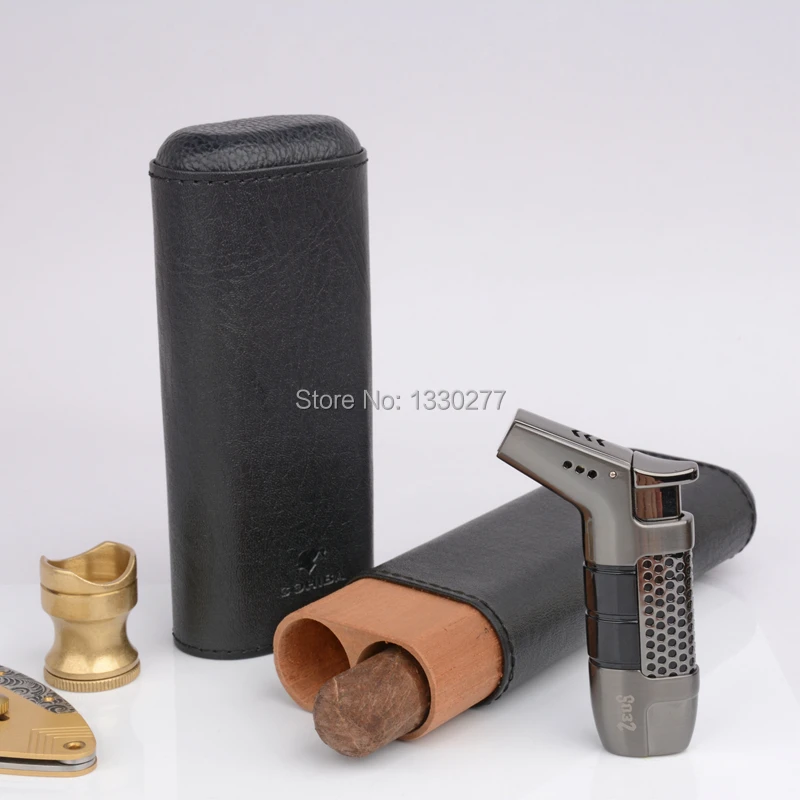 COHIBA кедр деревянный ящик для сигар Путешествия Портативный слон текстуры шаблон Кожаный Портсигар подходит 2 пальца до 54 кольца сигары