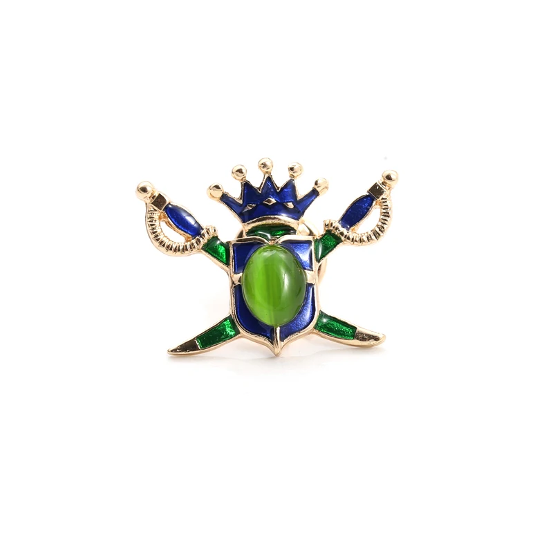 

Fashion Women Cute Light Gold Color Catseye Set Enamel Crown And Sword Metal Brooch Pins & Brooches
