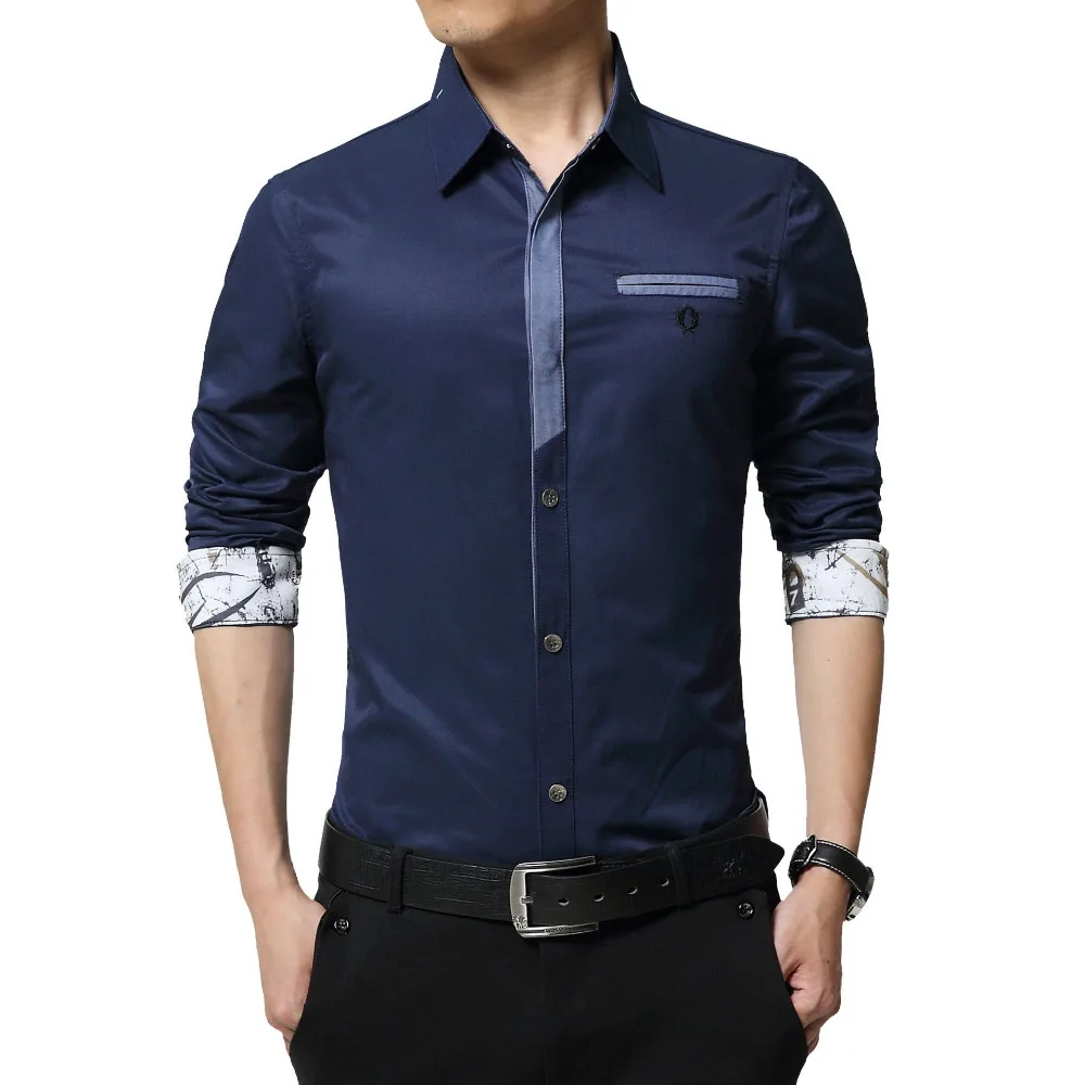 Mens Dress Shirts Long Sleeve Slim Solid Non Iron Cotton Shirts Men ...