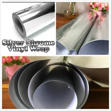100mm x 1520mm silver Chrome Air Bubble Free Mirror Vinyl Wrap Film Sticker Sheet emblem 4″x60″ Car Bike Motor Body Cover