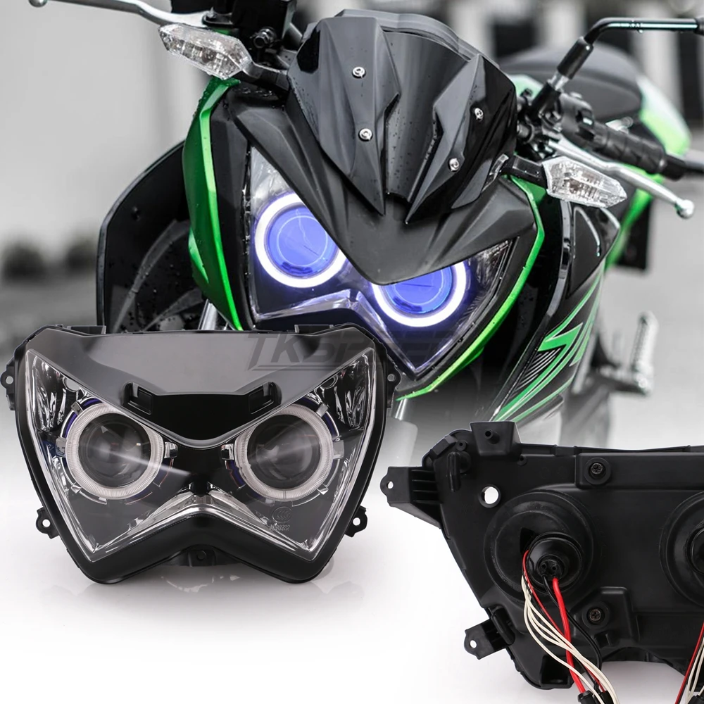 Halo Ojo Azul color de luz proyector HID de montaje de la linterna para Kawasaki Z800 z250 2013, 2014, 2015, 2016 - 6