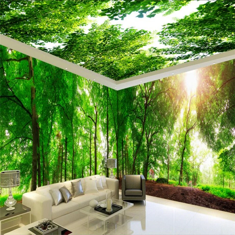 

beibehang Green forest sika deer Custom papel de parede 3d murals photo wallpaper flowers large mural wall paper for living room