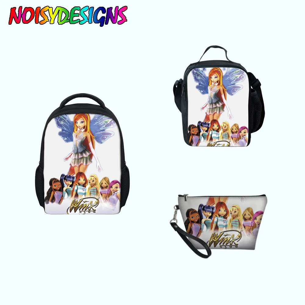

Winx Club Game For Girls 3Pcs/Set Kids Bags white School Backpack for Boys Girls Infant rucksack Shoulder butterfly School Bags