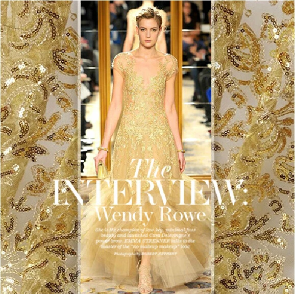 

Heavy water soluble lace fabric gold sequined cheongsam dress coat three-dimensional flower golden fabric
