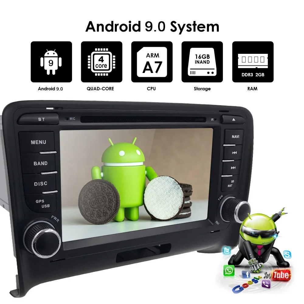 Flash Deal IPS Android 9.0 2 DIN Car DVD GPS For Audi TT MK2 2006 2007 2008 2009 2010 2011 2012 2013 2014 multimedia player radio dab+ tpms 5