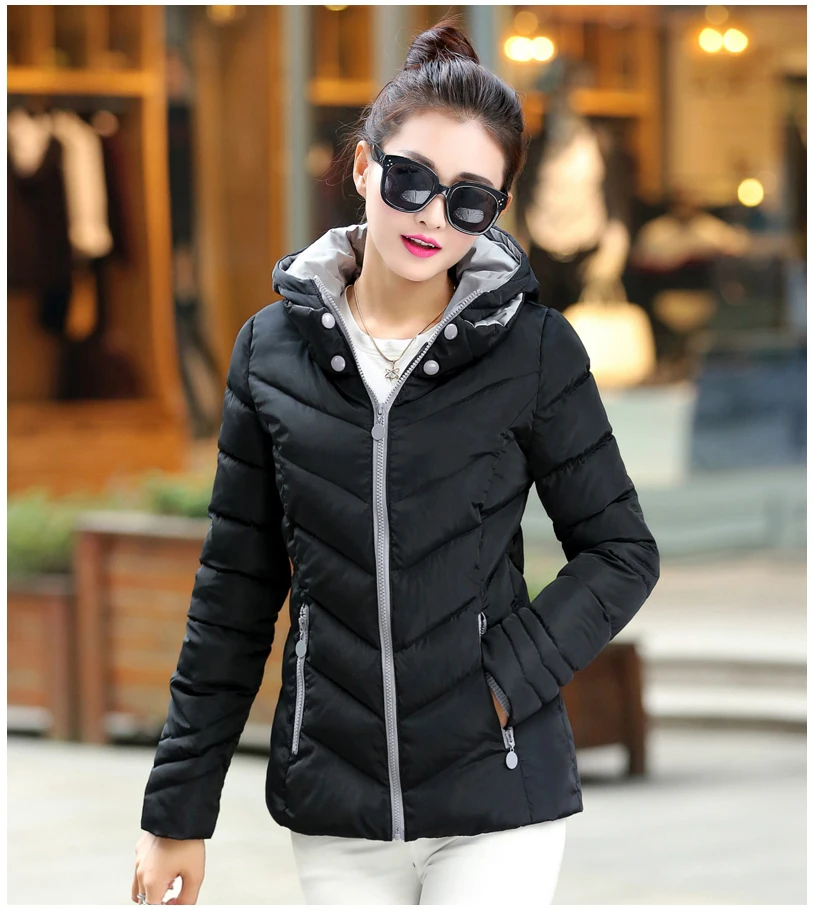 Модная женская зимняя куртка с капюшоном большого размера 3XL, однотонная Женская Базовая осенняя куртка со стоячим воротником, Женское пальто