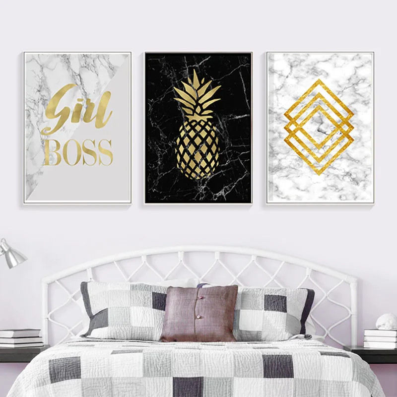 Us 8 65 Marble Print Geometric Art Abstract Gold Diamonds Black White Textured Wall Minimalist Poster Large Printable Boho Scandinavian In Painting