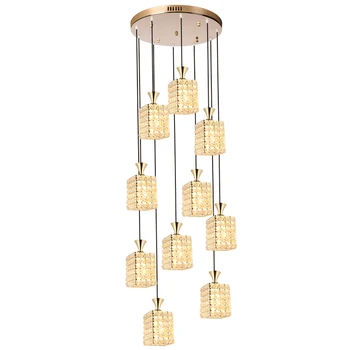 

Crystal Staircase Long pendant lamps Duplex House Living Room European Staircase Rotating pendant light mx5301102