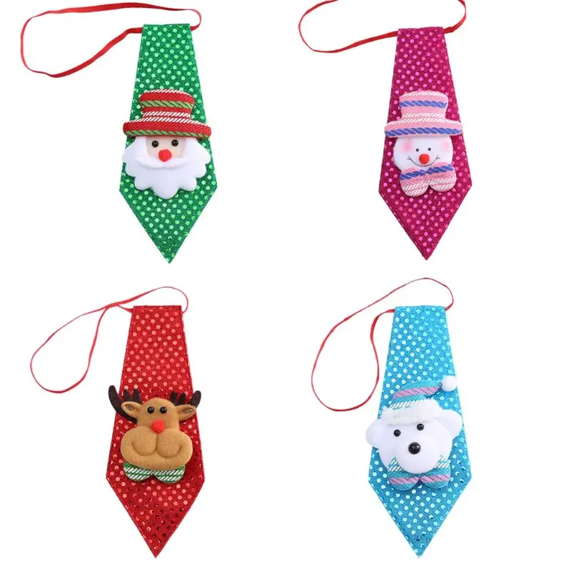 

Dress Up Christmas Tie Adult Child Sequins Glitter Party Costume Elastic Necktie