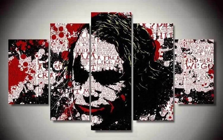 

Framed Hot Sell 5panel Halloween poster face HD Decorative Art Print Painting On Canvas For sitting Room Wall Paintings Pictures