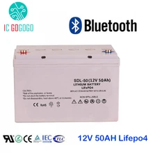 12V 50AH Lifepo4 аккумулятор глубокий 2000 цикл 3,2 V герметичный литий-железо фосфат аккумуляторная батарея Bluetooth BMS заказной 50 A
