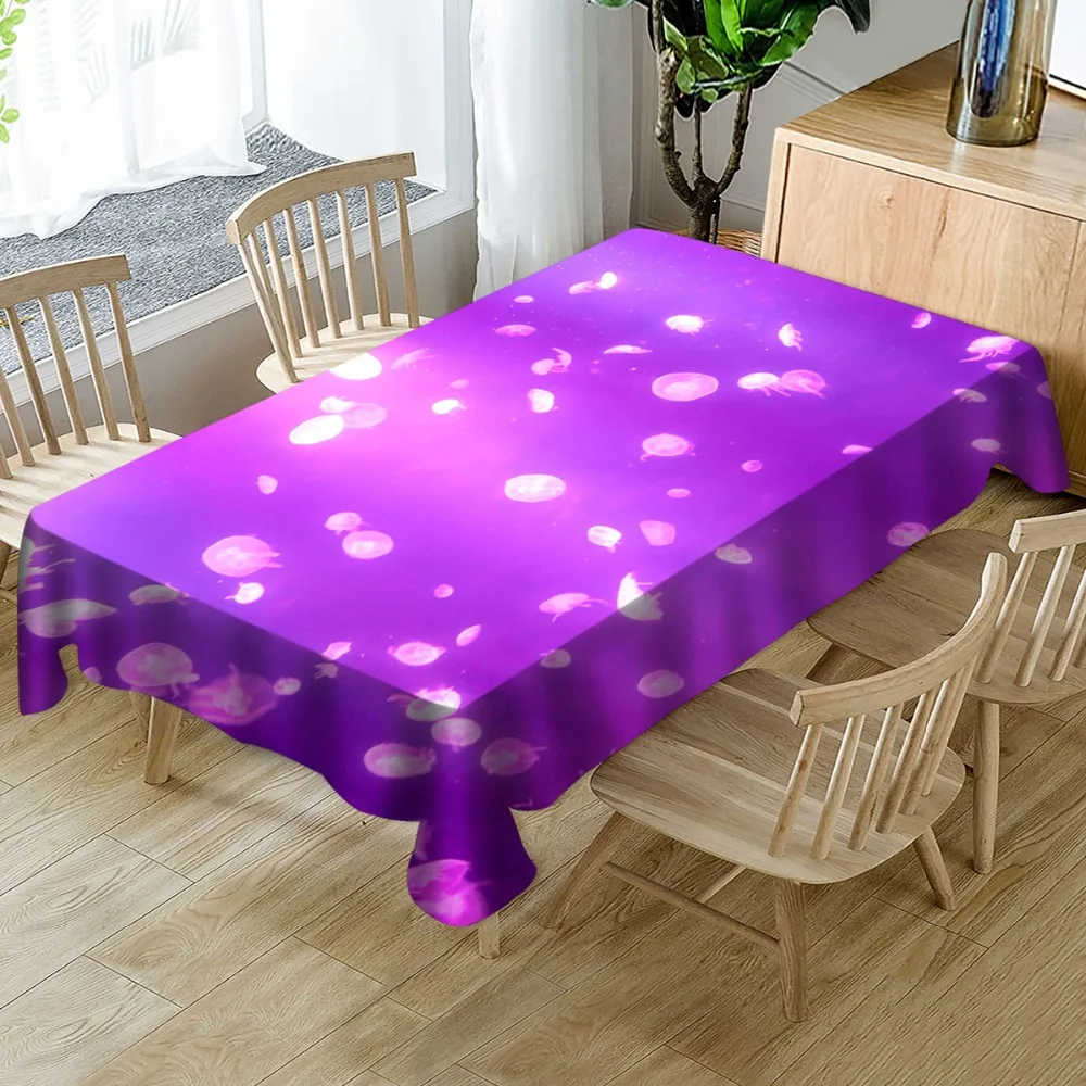 

The Natural Scenery 3d Tablecloth Marine Jellyfish Comfortable Dustproof Waterproof Table Cloth Cover for Home