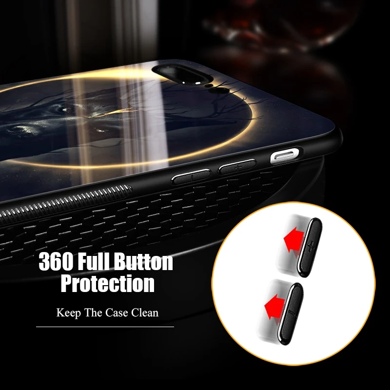Hisomone Luxury Animal Tempered Glass Case For iPhone 7 7Plus Silicon Phone Case For iPhone X 8 8Plus 6 6S Plus Cover Coque