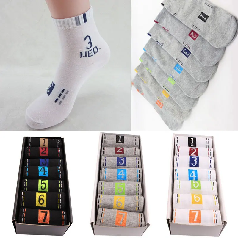 

7 Pairs/Lot Men Women Funny Socks Summer 7 Days Of The Week Ankle Socks Harajuku Male Female Crew Sock Best Gift Calcetines