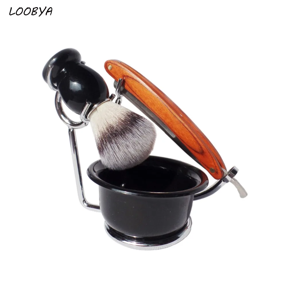 

Safety Shaving Razor Set with Synthetic Shaving Brush Stainless Steel Stand