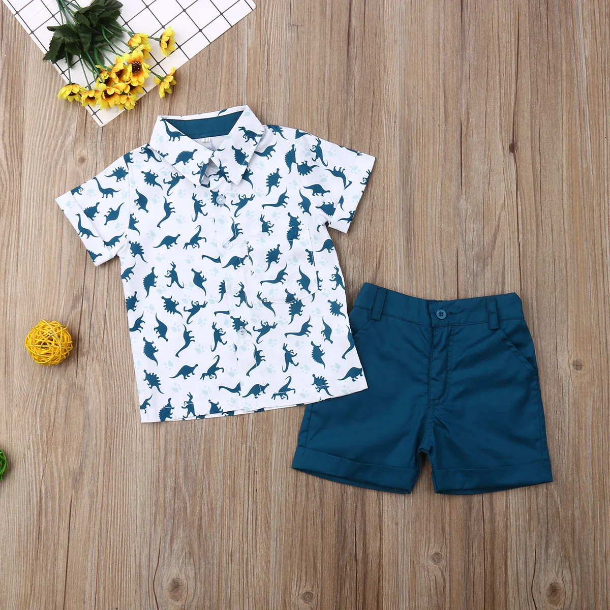 Infant Baby Boys Beach Clothes Set Kids Summer Clothing Tee T-shirt Tops+ Shorts Outfits Sets