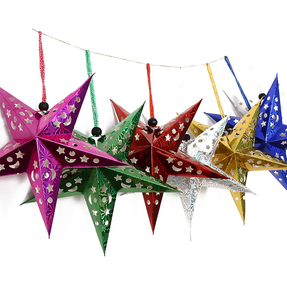 New 1PC Xmas String Hanging Star Christmas Party Decorations Christmas Tree Ornament Star Decor